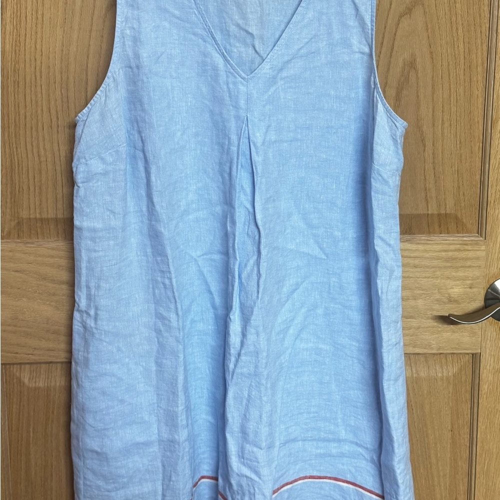 J Jill Love Linen Light Blue Sleeveless V-Neck Dress
